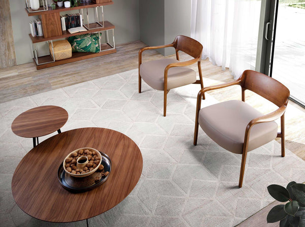 Walnut and mink eco-leather armchair