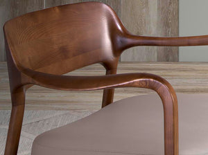 Walnut and mink eco-leather armchair