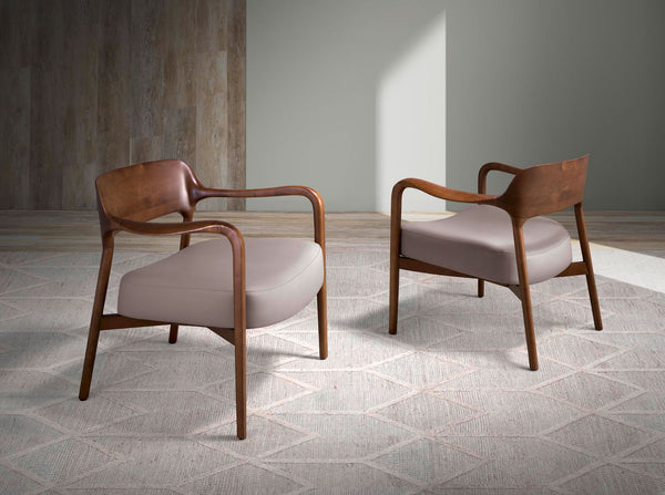 Walnut and mink eco-leather armchair