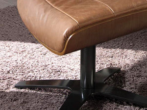 Brown leather ottoman