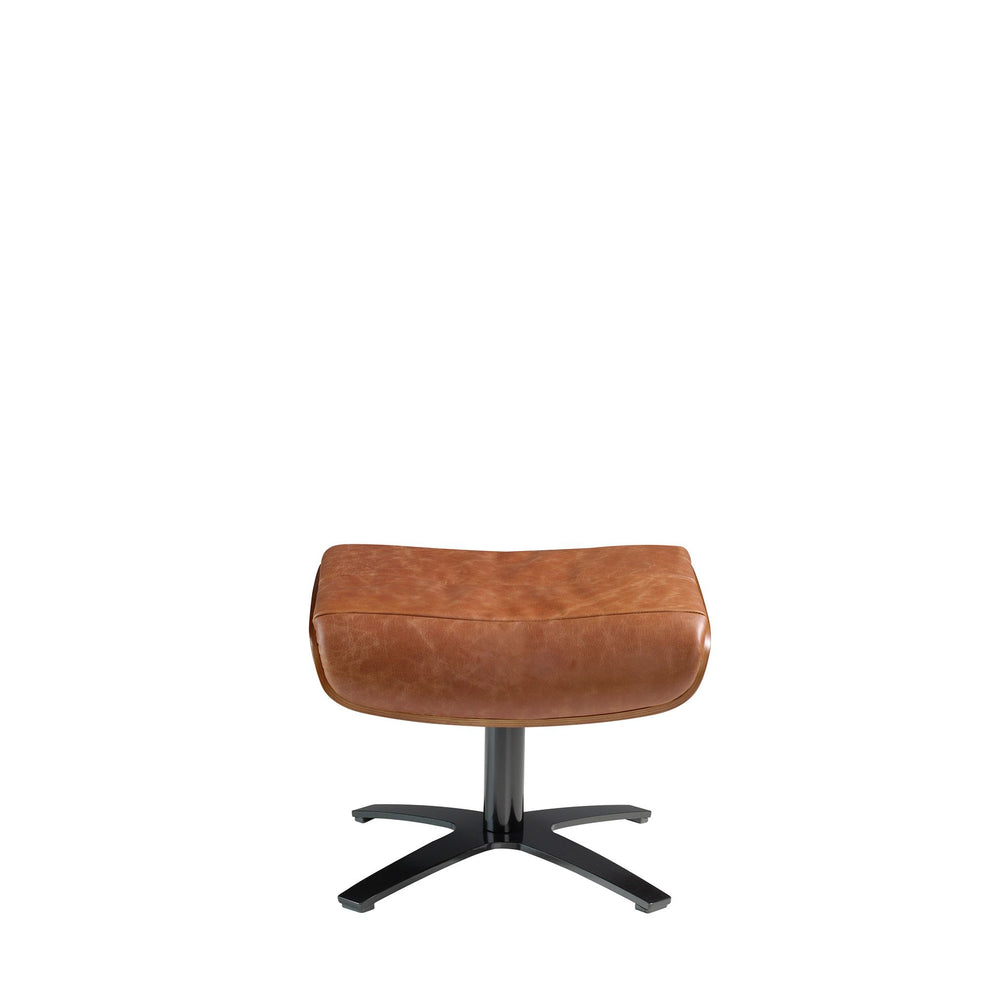 Brown leather ottoman L52