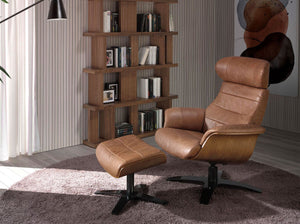 Brown leather ottoman