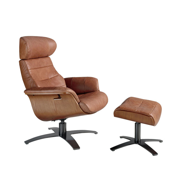 Brown leather ottoman