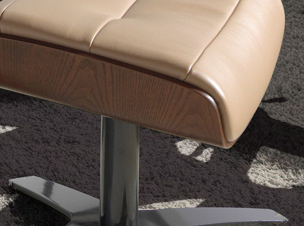Sand leather ottoman