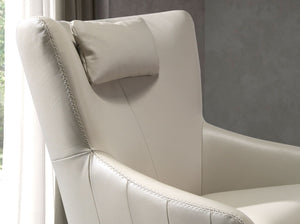 Swivel armchair in taupe gray leather