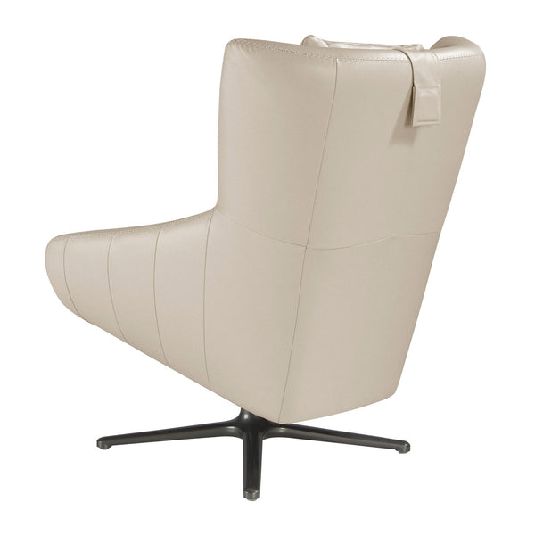 Swivel armchair in taupe gray leather
