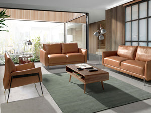 Brown leather armchair