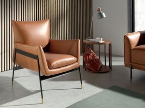 Brown leather armchair