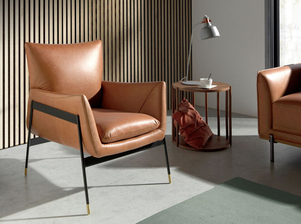 Brown leather armchair
