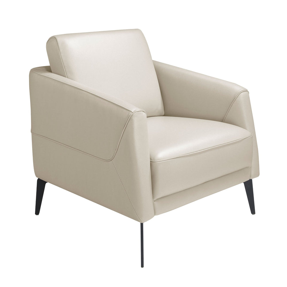 Taupe gray leather armchair