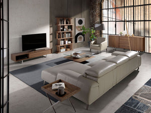 Taupe gray leather armchair