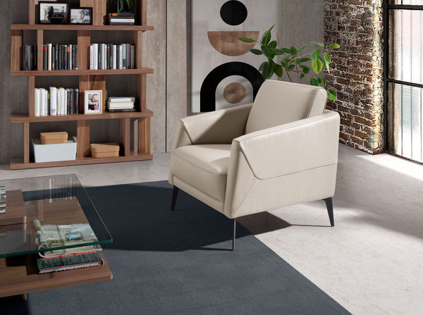 Taupe gray leather armchair
