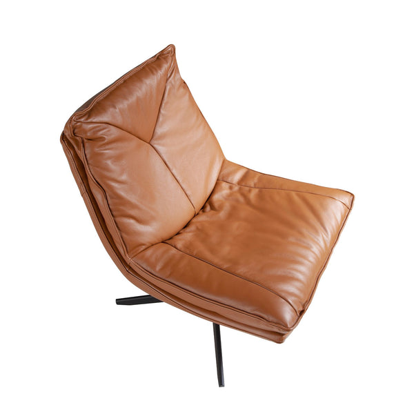 Swivel armchair in brown leather