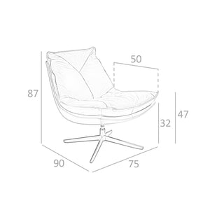 Swivel armchair in brown leather