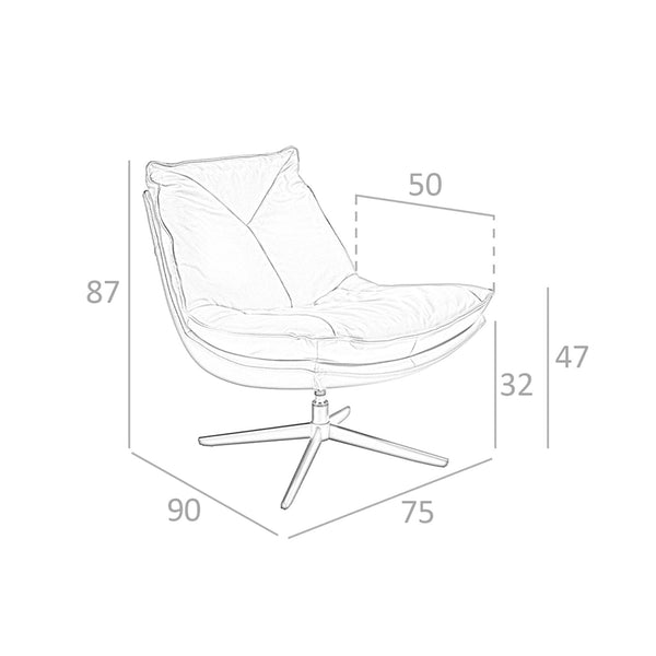 Swivel armchair in brown leather