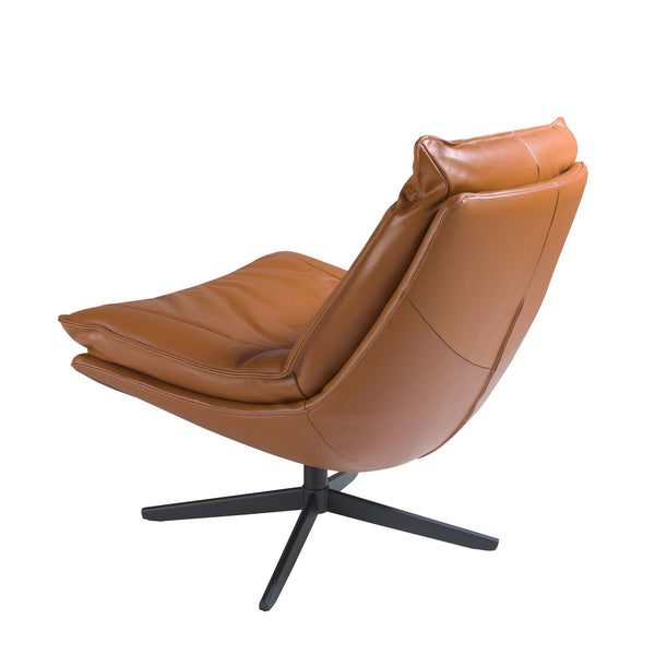 Swivel armchair in brown leather