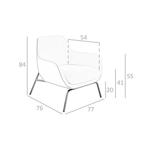 Armchair in cream fabric and brown eco-leather