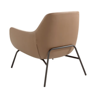 Armchair in cream fabric and brown eco-leather