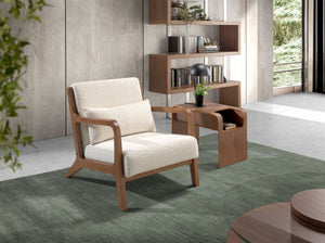 White fabric armchair
