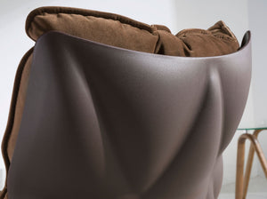 Swivel armchair in brown velvet and brown PVC