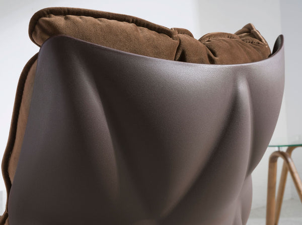 Swivel armchair in brown velvet and brown PVC