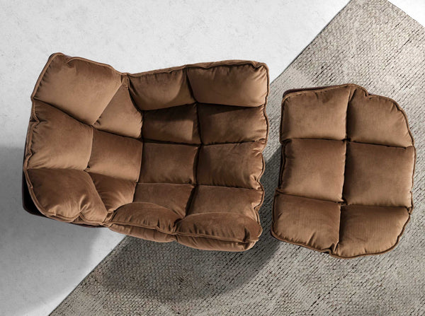 Brown velvet ottoman