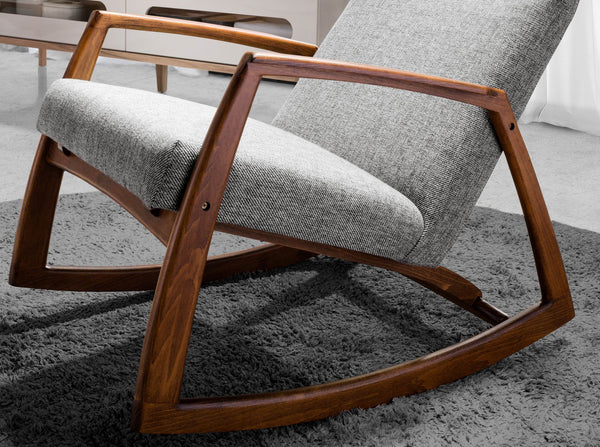 Rocking chair in gray fabric