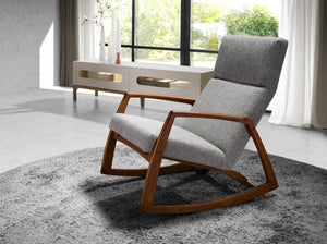Rocking chair in gray fabric