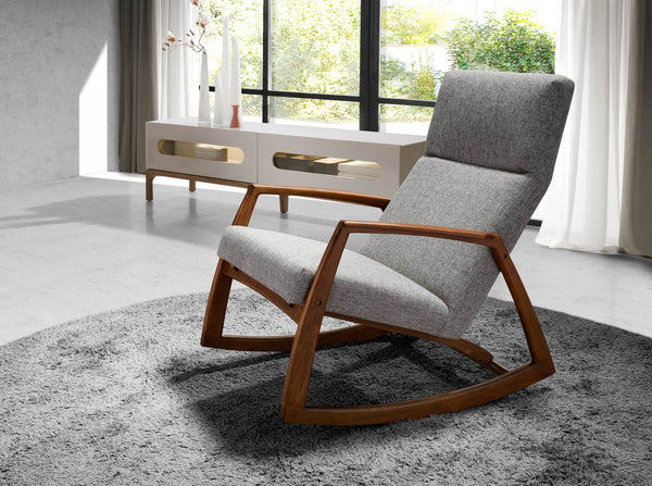 Rocking chair in gray fabric