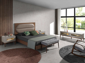 Dark gray fabric bench