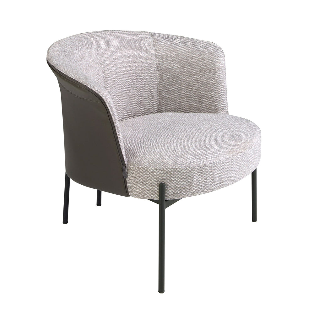 Armchair in gray fabric and dark gray synthetic leather