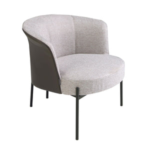 Armchair in gray fabric and dark gray synthetic leather