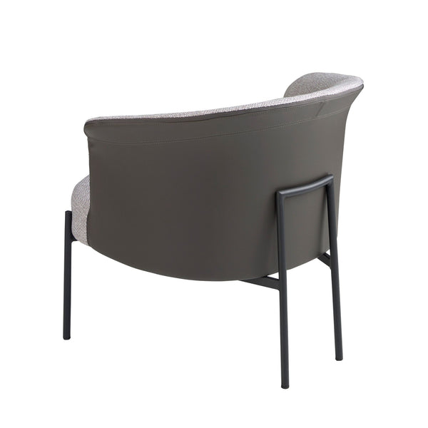 Armchair in gray fabric and dark gray synthetic leather