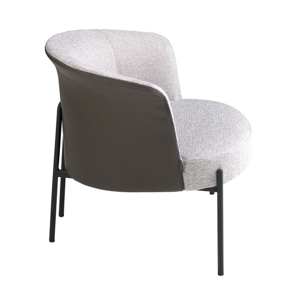 Armchair in gray fabric and dark gray synthetic leather