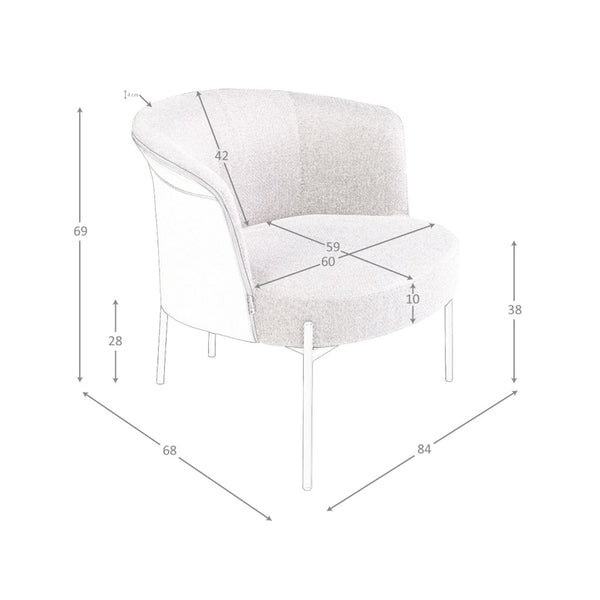 Armchair in gray fabric and dark gray synthetic leather