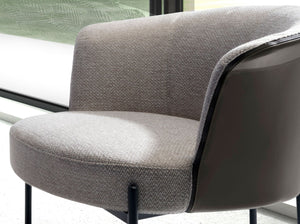 Armchair in gray fabric and dark gray synthetic leather