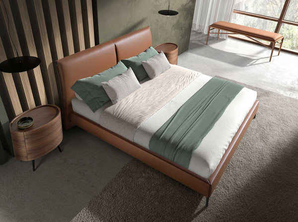 Brown eco-leather bench