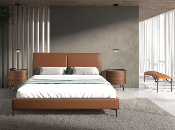 Brown eco-leather bench