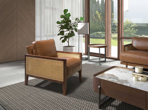 Brown leather armchair