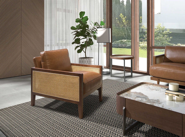 Brown leather armchair