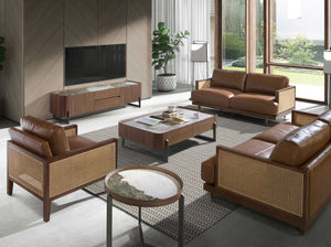 Brown leather armchair