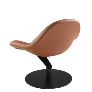 Swivel armchair in brown synthetic leather