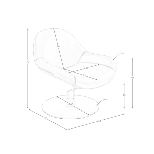 Swivel armchair in brown synthetic leather