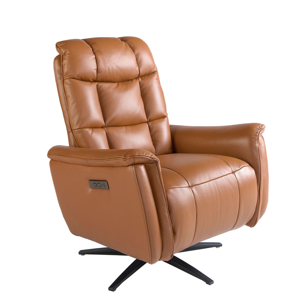 Swivel armchair in brown leather