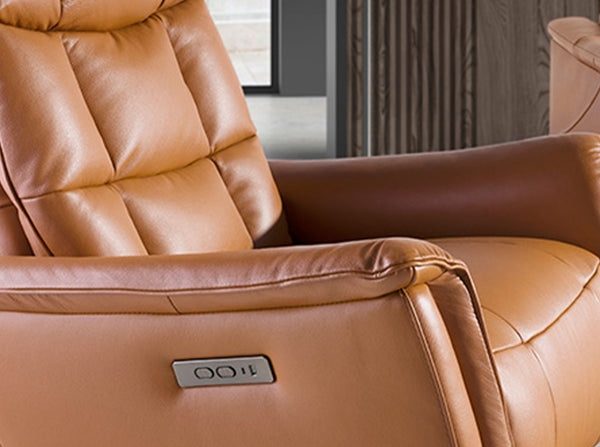 Swivel armchair in brown leather