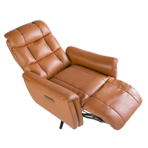 Swivel armchair in brown leather