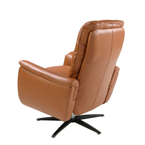 Swivel armchair in brown leather