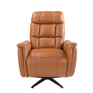 Swivel armchair in brown leather