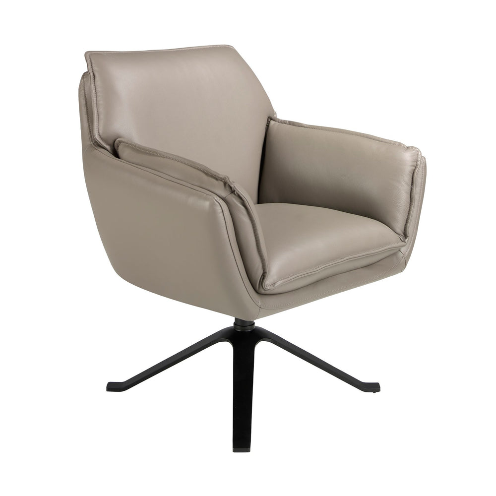 Swivel armchair in dark gray leather