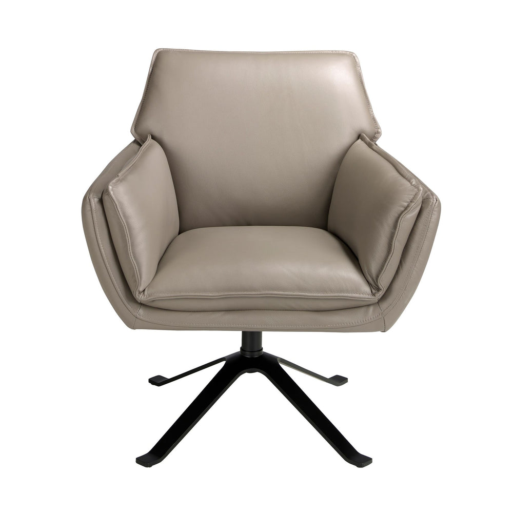 Swivel armchair in dark gray leather